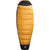 The North Face Inferno 35F/2C Sleeping Bag is shown in yellow with a black interior and base, mummy-style, featuring the logo near the top right. This lightweight, zippered bag is displayed against a plain white background.