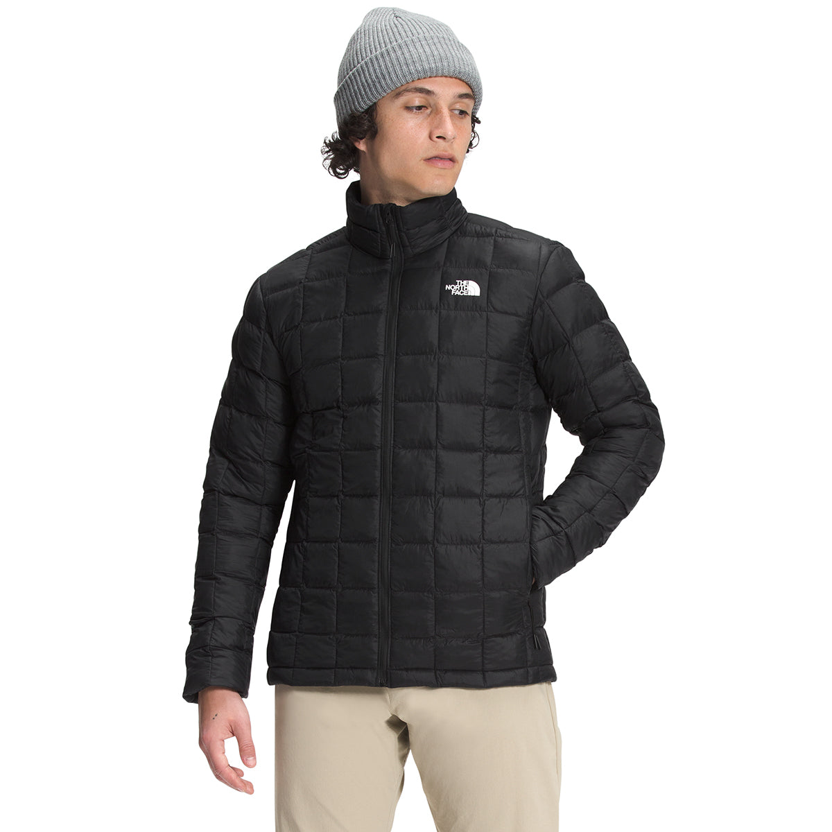 ThermoBall eco puffer jacket, black, full-zip with stand collar