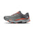 The North Face Women's VECTIV Exploris FUTURELIGHT Shoe is a gray and orange waterproof trail shoe with black and white accents, featuring the logo on the heel, VECTIV Exploris FUTURELIGHT branding, and a rugged sole for outdoor adventures.