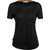 The Icebreaker Womens Sphere II SS Tee is a plain black, short-sleeve merino wool t-shirt with a round neckline, shown on a white background.
