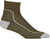 The Icebreaker Women's Hike+ Light Mini Sock is an olive green and gray cushioned ankle sock with reinforced toe and heel, white accent lines, and a ribbed cuff—perfect for comfortable women's hiking.