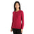 A woman with long black hair faces the camera, wearing the Icebreaker Womens 260 Tech LS Crewe long sleeve base layer in dark pink and black pants against a plain white background.