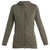 The Icebreaker Womens Quantum III LS Zip Hoodie is an olive green merino wool zip-up with long sleeves, two large front pockets, a zip chest pocket, and a hood—soft, lightweight, and ideal for outdoor wear.