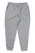 Women's heather gray jogger pants with elastic waistband, drawstring, tapered cuffs