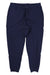 Women's navy jogger pants with elastic waistband, drawstring, tapered cuffs