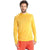 A man with curly hair wears the Icebreaker Men's Cool-Lite LS Hoodie in bright yellow and orange shorts, standing facing forward against a plain white background.