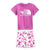 The North Face Infant Cotton Summer Set includes a purple tee with “THE NORTH FACE BORN TO EXPLORE” and pink-white camo shorts—a comfy, casual two-piece cotton outfit for babies.
