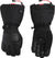 The North Face Men's Heated Montana Inferno Etip Glove features black insulation, long cuffs, adjustable straps, leather palms, red wrist pull loops, and a water-repellent design to keep your hands dry.