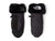 The North Face Kids' Mossbud Swirl Mitt is a pair of black, insulated mittens with faux fur cuffs and a logo on one cuff. Waterproof and designed for cold weather, they feature textured palms for extra grip.