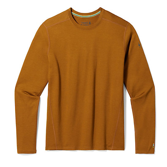 Smartwool men's merino long-sleeve base layer top, crew neck, fox-brown