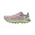 The North Face Womens Vectiv Infinite 2 Shoe features a pink and gray mesh upper, speckled light green sole, rugged tread for technical trails, and The North Face logo—designed for confident women's trail running.