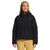 A woman with long blonde hair is smiling and wearing a black The North Face Women's Camden Soft Shell Hoodie and tan pants, standing against a plain white background.