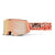 Ski goggle with dusty peach mirror lens, pink frame, and vented side strap