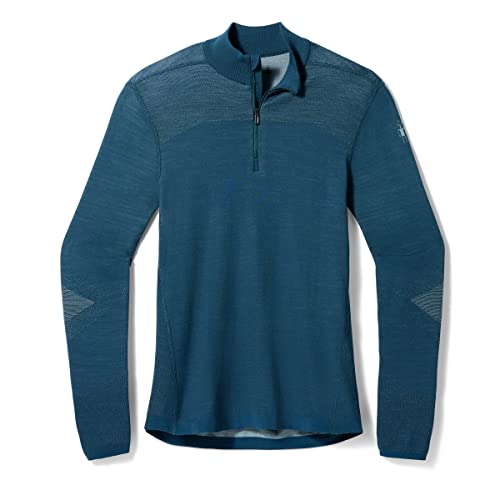 Smartwool Intraknit Merino 200 1/4 zip top, teal blue long-sleeve knit