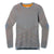 The Smartwool Women's Intraknit Thermal Merino Base Layer Crew is a seamless, long-sleeve light gray base layer featuring subtle blue details on the shoulders and cuffs with an orange inner collar for comfort and performance.