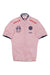 The Rapha Men’s Super Lightweight Jersey is a light pink, short-sleeve cycling jersey with a full front zipper, navy blue collar and sleeve trim, and chest logos including “il Pirata,” “Mamma Raduni,” and “Rapha.”.
