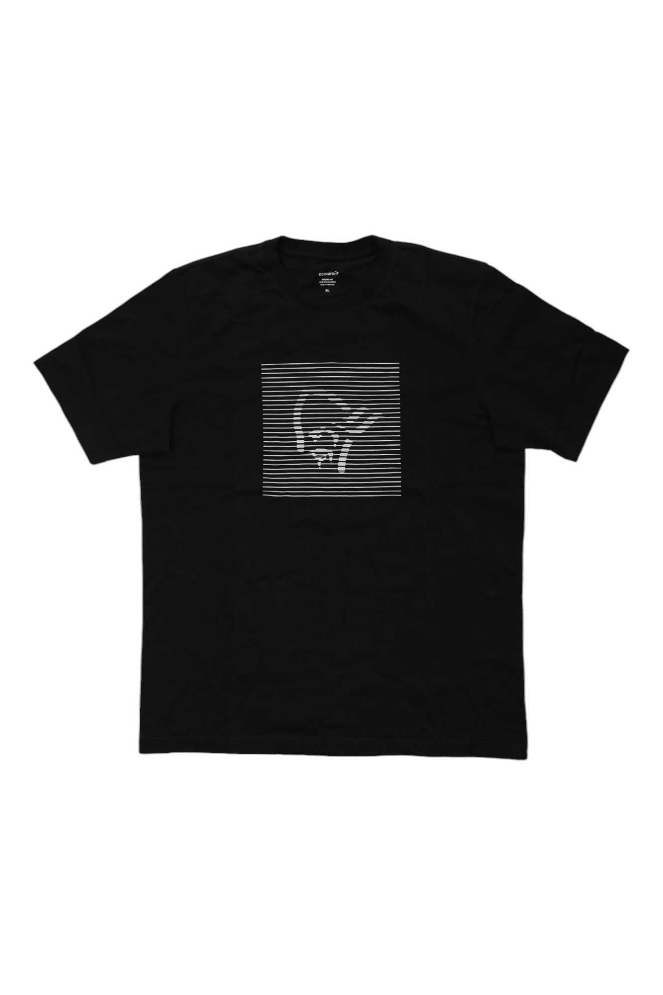 Men's cotton T-shirt, black, crew neck, front graphic square logo