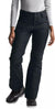 A person wearing The North Face Womens Sally Insulated Pant in black, a light gray long-sleeve top, and black winter shoes, standing with one arm slightly bent and the other relaxed at their side.