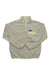 The Womens Lightweight Synchilla Snap-T Fleece Pullover is a light gray, polyester fleece with pale yellow trim, high collar, three snap buttons, chest pocket with flap, logo patch, and is Fair Trade Certified.