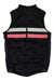 The Rapha Men's Brevet Insulated Gilet is sleeveless and black with a front zipper, plus horizontal reflective silver and pink stripes on the back for visibility.