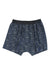 Men's boxer briefs in navy with fish pattern, elastic waistband and fly front