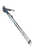 Ski pole with teal grip, black shaft, blue striping, wrist strap and basket