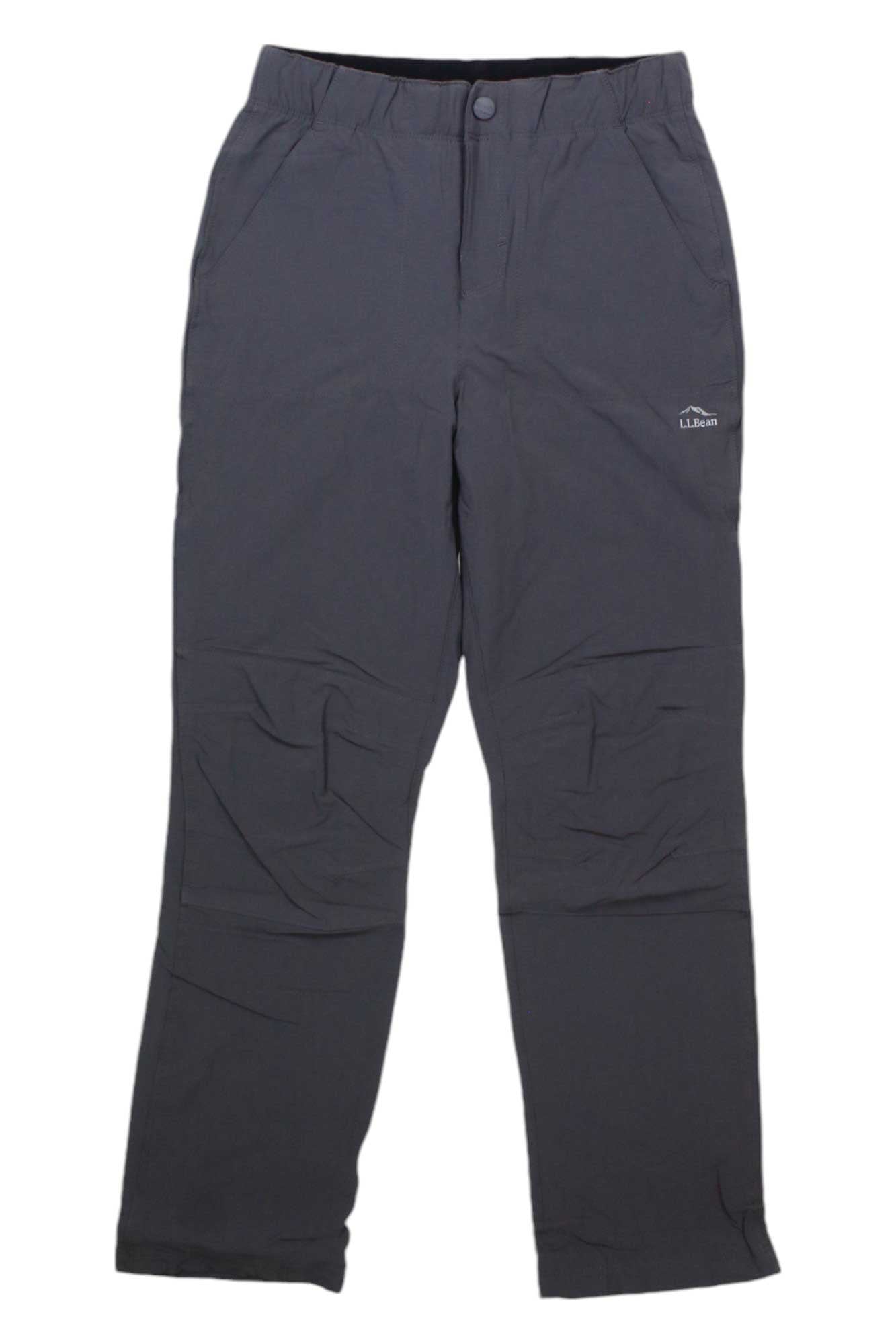 Kids hiking lined pants, dark gray, button front, side cargo pockets
