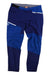 Men's blue ski pants with color-block panels, belt loops, and zip fly