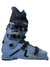 Men's Salomon alpine ski boot, light blue shell with black straps, buckles, and yellow accents