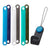 Five Hydro Flask Northwest Flex Strap Pack and Customizer accessories are shown: four silicone flex boots in blue, white, gray, and teal with holes at both ends, plus a black cap opener with a blue button and carrying loop.