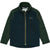 The Helly Hansen Kids Daybreaker 2.0 Jacket is a dark green fleece made from recycled polyester, with a full front zipper, long sleeves, stand-up collar, and the HH logo on the left chest.
