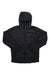 The Helly Hansen Men's Lifa Loft Hooded Insulator Jacket is black, quilted, windproof, and insulated with Primaloft. It features long sleeves, a front zipper, subtle stitching, and a small logo on the left chest.