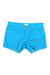 The Carve Designs Women's Oahu 4 Inch Short features a bright blue color, slim fit, front and back pockets, belt loops, button and zip closure, and raw frayed hems, shown on a white background.