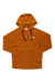 The La Sportiva Mens Telendos Hoody is an orange, organic cotton men's hoodie with long sleeves, a front pocket, dark red drawstrings, a small white chest label, and a black hem tag—ideal as your go-to climbing hoody.
