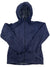 Womens midweight windbreaker jacket, navy, hood with drawstring and front zipper