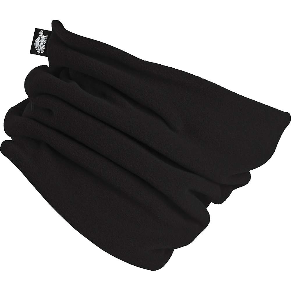 Folded black micro fur neck warmer, double-layer cuff with tag