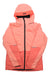 Girls' coral pink hooded waterproof jacket with black front zipper and HH logo