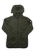 The Burton Womens Minxy Full Zip Fleece Jacket is a dark green, eco-friendly hooded jacket featuring a zipper and a small triangular logo on the left sleeve.
