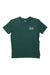 The Billabong Boys Crayon Wave SS T-Shirt is a dark green, 100% cotton tee with short sleeves and a small, colorful graphic patch on the left chest.