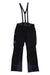 The Haglofs Mens Lumi Form Pant, shown flat from the back, has adjustable suspenders, reinforced knees and ankles, multiple pockets, and is made from recycled polyester.