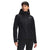A woman models The North Face Womens Dryzzle FUTURELIGHT Insulated Jacket in black with a hood, standing slightly to the side and looking off-camera, set against a plain white background.