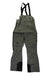 The Helly Hansen Men’s Ridge Infinity Bib Shell Pant features gray fabric, black adjustable shoulder straps, multiple zippered pockets, black reinforced knee patches, and the HH logo on the left thigh, shown against a plain white background.