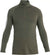 The Icebreaker Men's Merino 200 Zoneknit LS Half Zip Top is an olive green wool pullover with a quarter-zip collar, light gray stripes along the sleeves, and thumb holes, shown on a plain white background.