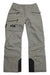 Light gray Helly Hansen Womens Powderqueen Pant, featuring multiple zippered pockets, black reinforced cuffs, and the HH logo on the left thigh pocket. Pants are displayed laid flat on a white background.