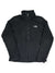 A black Khumbu Fleece Jacket with a full front zipper, high collar, and zippered pockets. Made from quick-drying polyester midweight fleece with a white embroidered North Face logo on the left chest.