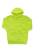 A Carhartt Men's Midweight Hooded Sweatshirt in bright neon yellow, loose fit, with a hood, front pocket, and drawstrings is displayed flat on a white background.