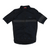 Dark navy short-sleeve cycling jersey with full-zip front and gray reflective stripe detail.