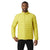 Warm-olive quilted puffer jacket with full zip and stand collar, front view