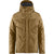 Padded insulated jacket in buckwheat brown with hood, front zipper, and flap pockets