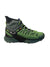 Salewa men's mid hiking shoe, green knit upper with neon-lime accents and black details
